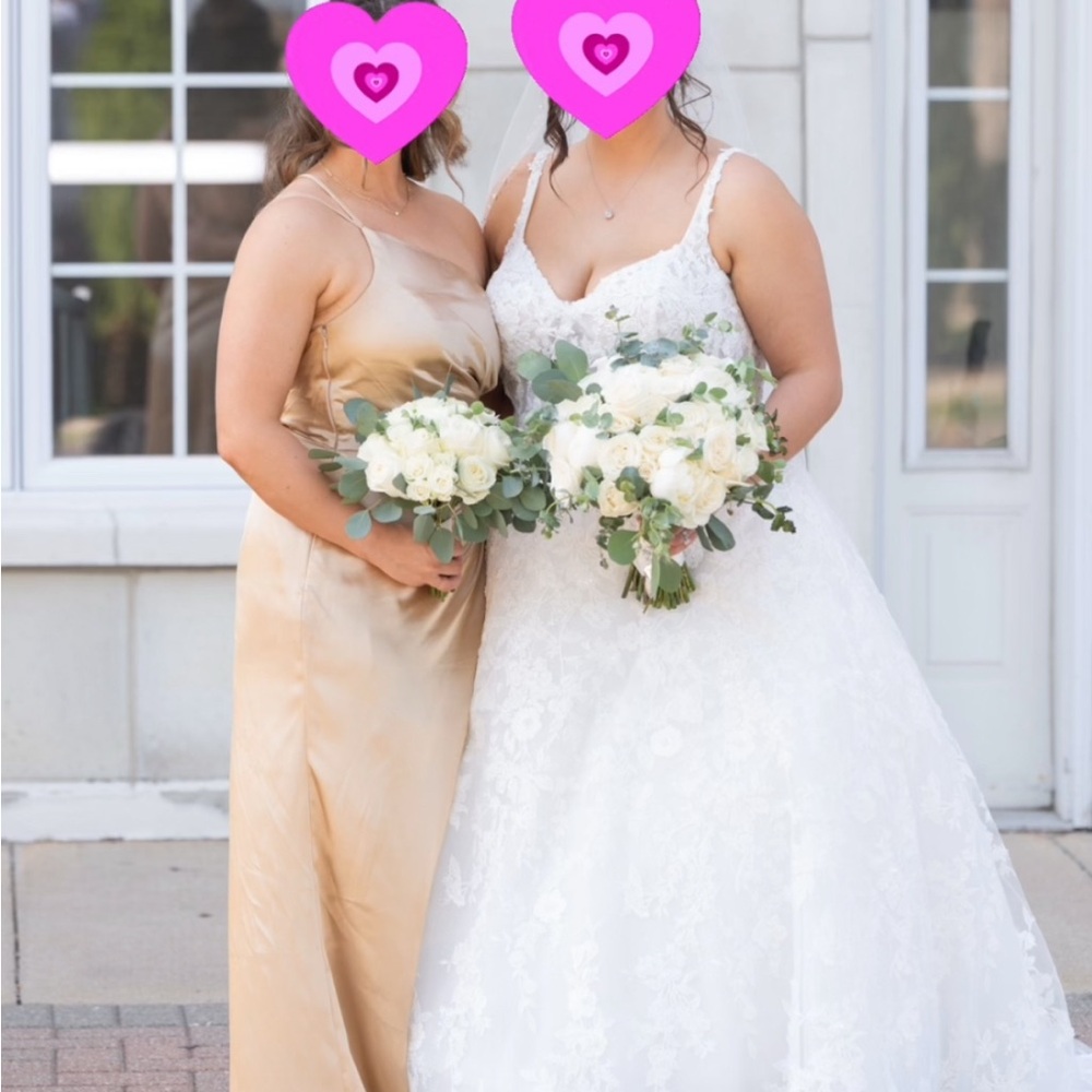 Beautiful Gold Satin One Shoulder Gown